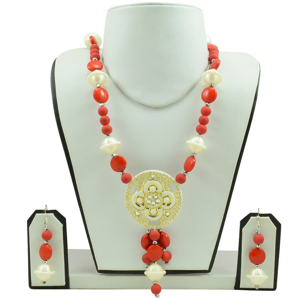 Orange Beads Designer Necklace