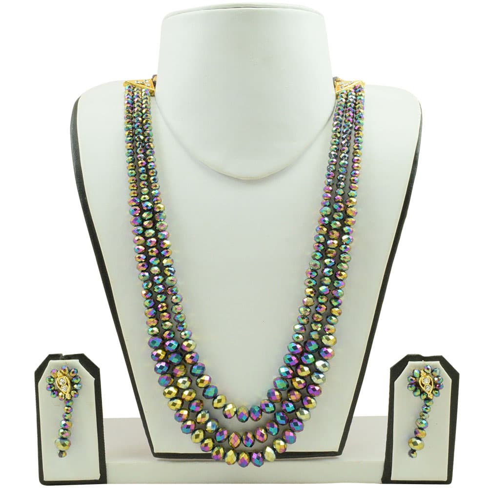 Crystal Beads Multi Strand Necklace