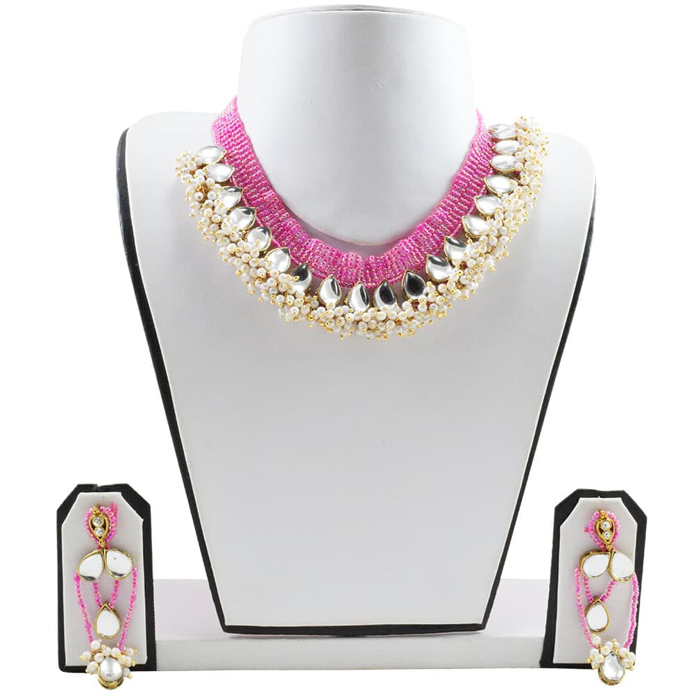 Pink Jeko Moti Designer Necklace Set