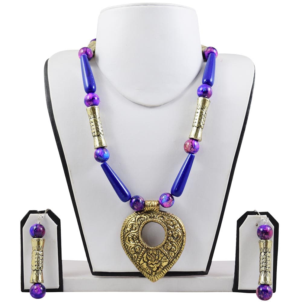 Blue Beads Designer Antique Necklace