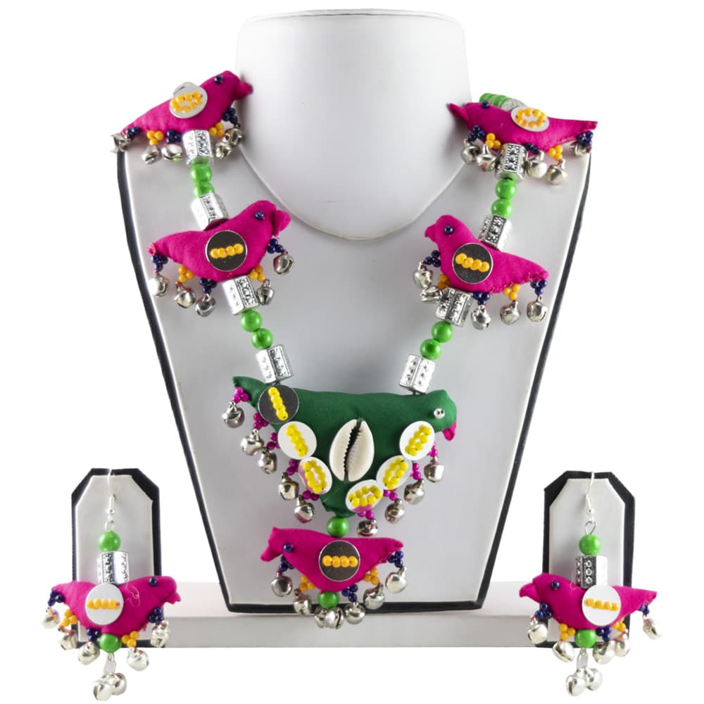 Parrot Style Pink and Green Designer Necklace