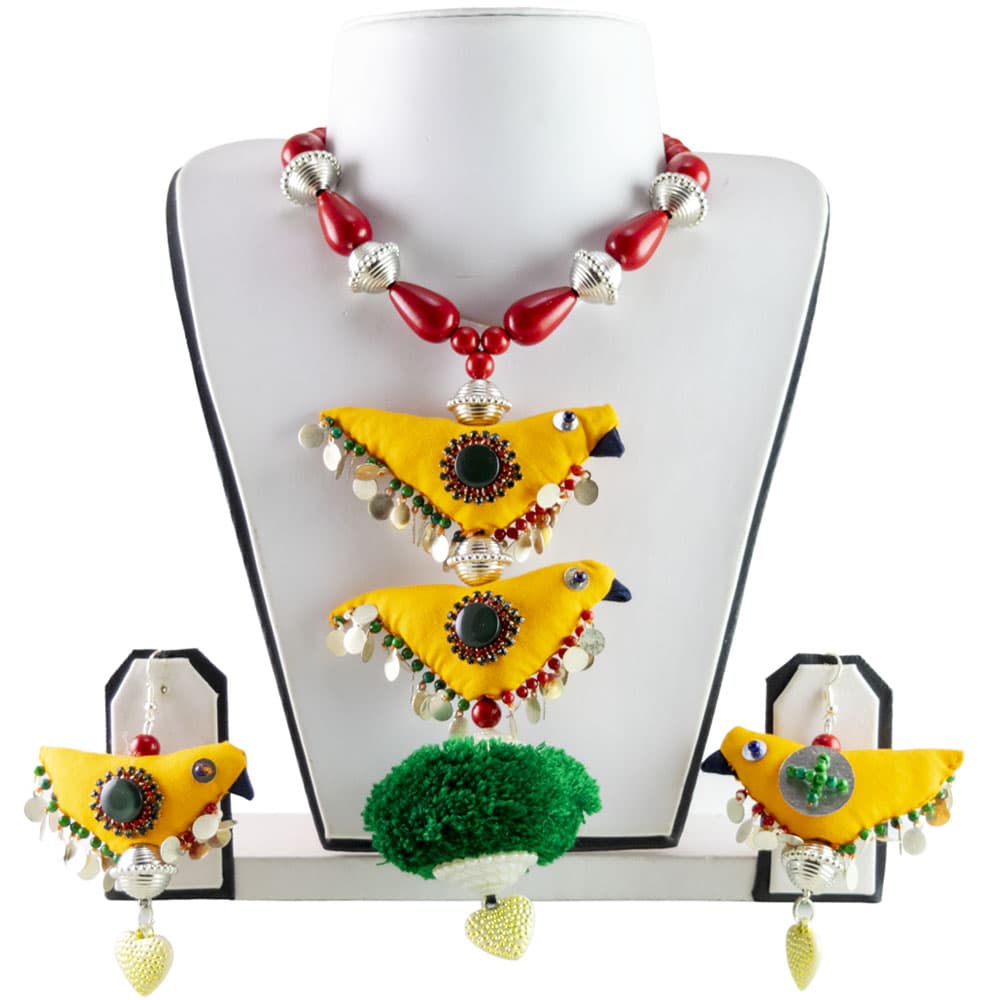Yellow Parrot Style Designer Necklace Set