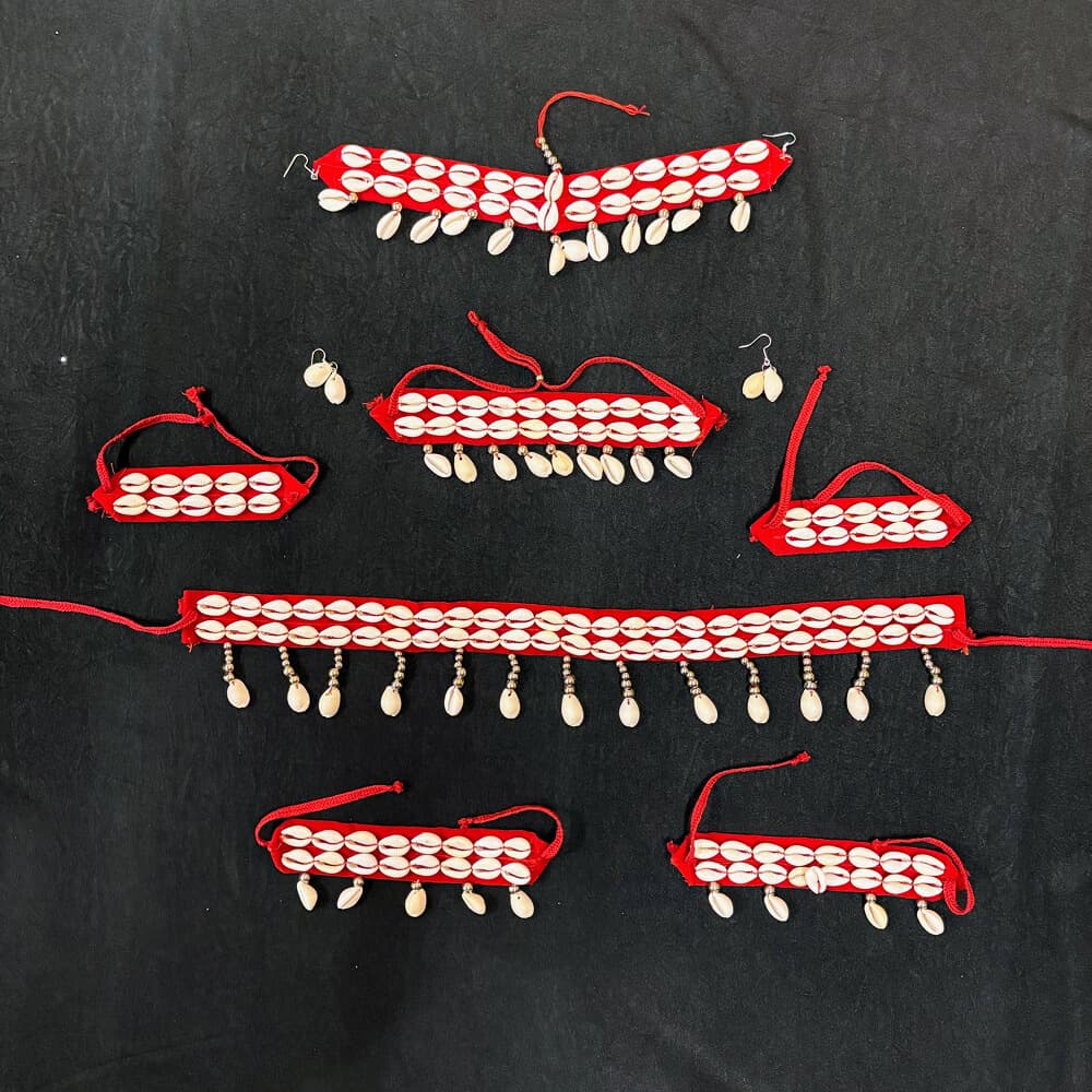 Red Kori Sea Shell Necklace for Chaniya Choli