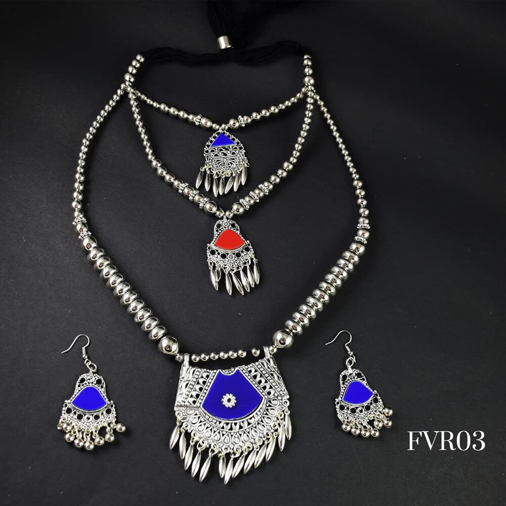 Silver Oxidised Necklace Set
