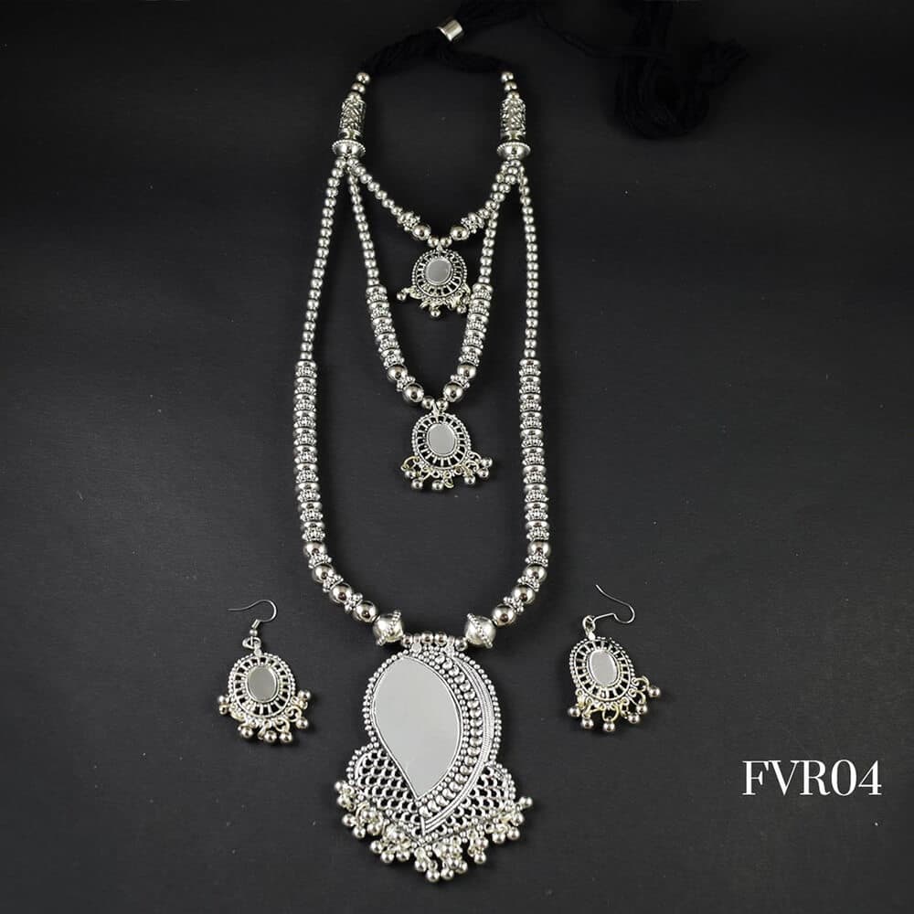 Silver Oxidised Necklace Set