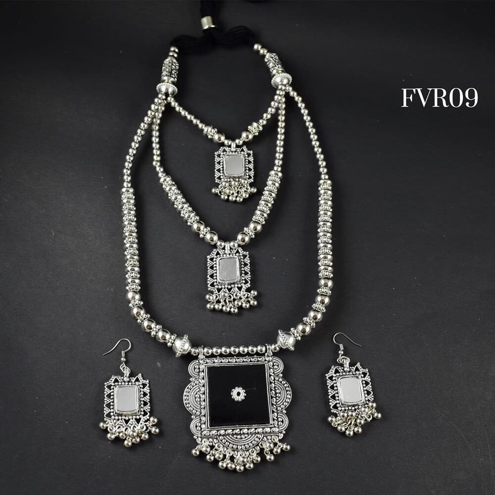 Silver Oxidised Necklace Set