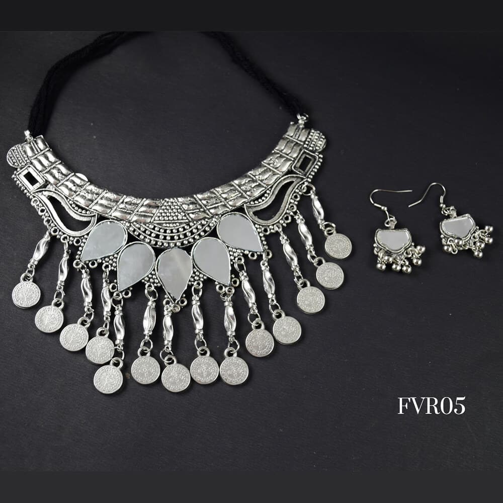Silver Oxidised Necklace Set