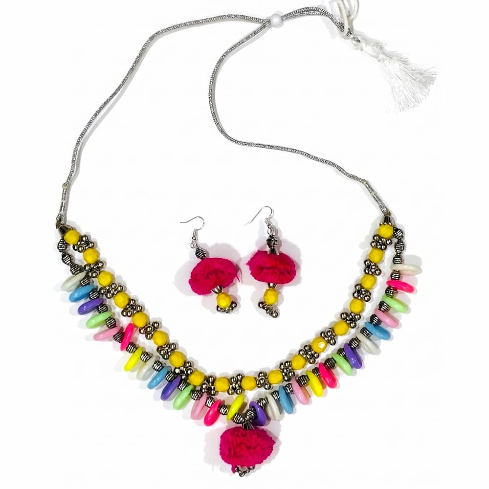 Yellow Beads Designer Sea Shell Necklace