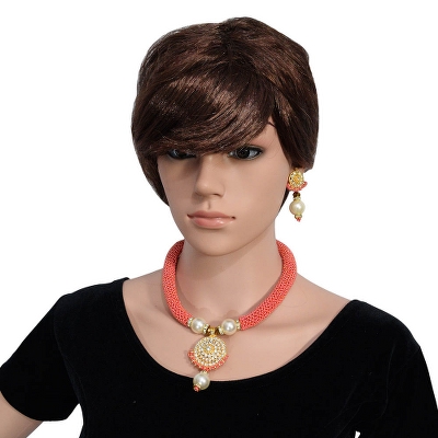 Rosy Pink Designer Jeko Moti Set