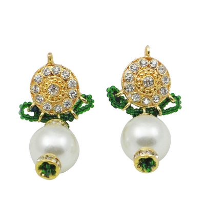 Green Jeko Moti Necklace with Diamond Pendant