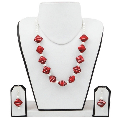 Maroon Designer Beads Necklace
