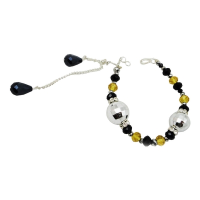 Silver & Black Crystal Beads Bracelet