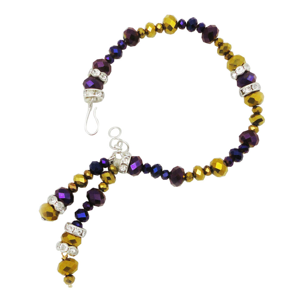 Golden & Purple Crystal Beads Bracelet
