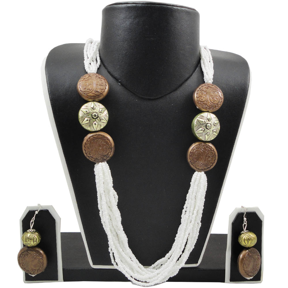 White Antique Beads Necklace