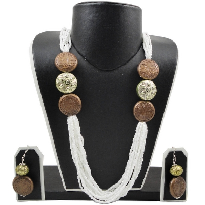 White Antique Beads Necklace