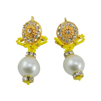 Yellow Jeko Moti Necklace with Diamond Stone Pendant