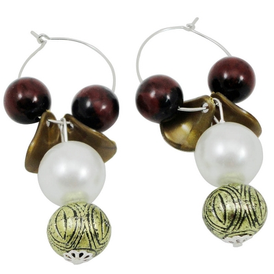 Antique Beads Necklace with White Pearls