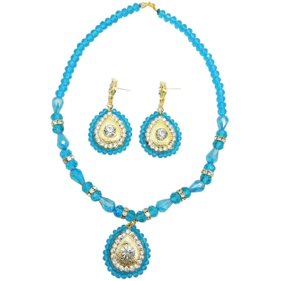 Blue Crystal Beads Necklace