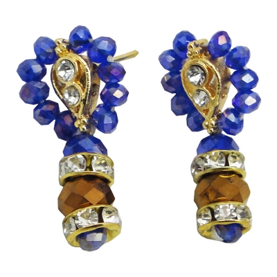 Sapphire Blue Glass Crystal Beads Necklace