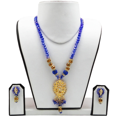 Sapphire Blue Glass Crystal Beads Necklace