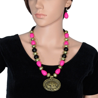 Pink Beads Antique Necklace
