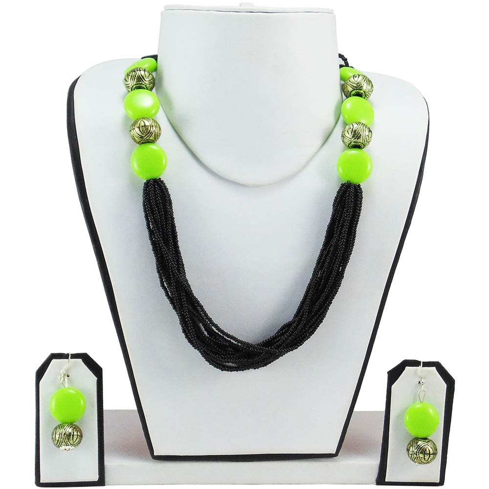 Black Jeko Moti & Designer Beads Necklace
