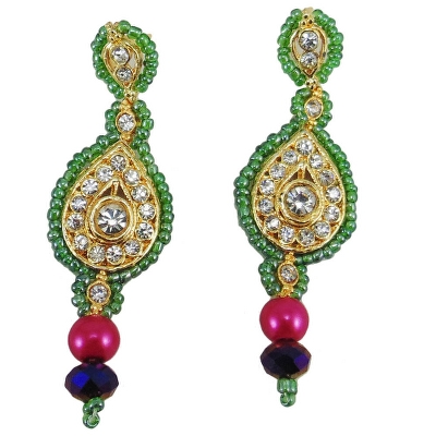 Green Jeko Moti &amp; Pink Pearl Necklace