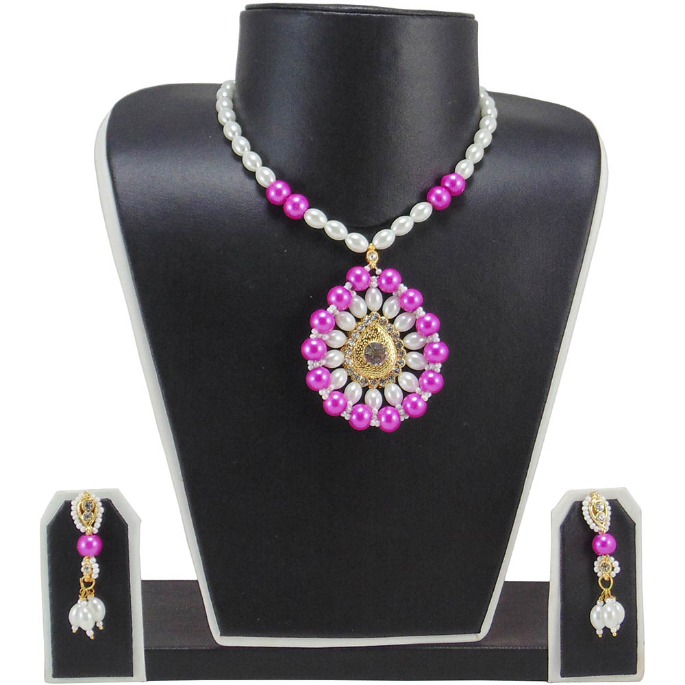 White & Pink Beads Necklace