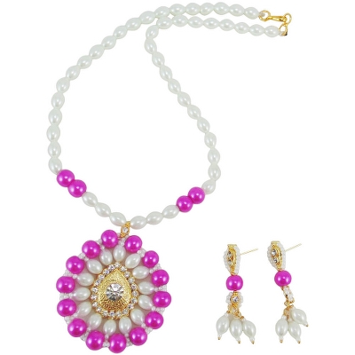 White & Pink Beads Necklace