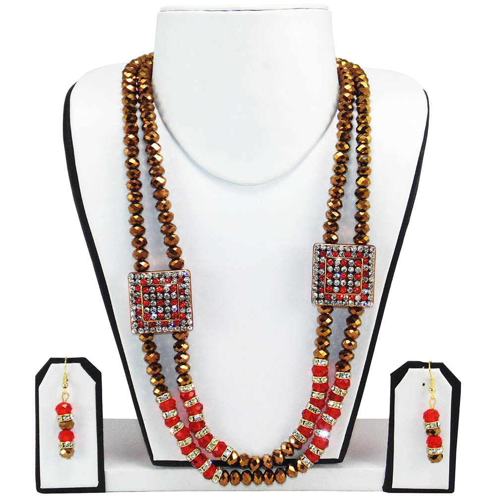 Golden Brown Crystal Beads Necklace