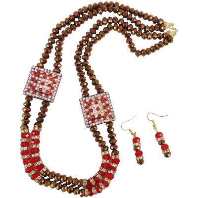 Golden Brown Crystal Beads Necklace