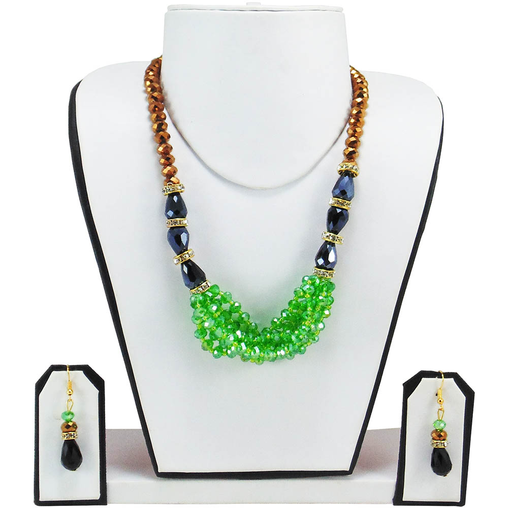 Green & Brown Crystal Beads Necklace