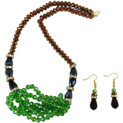 Green & Brown Crystal Beads Necklace