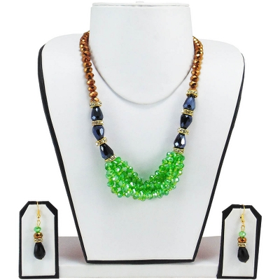 Green & Brown Crystal Beads Necklace