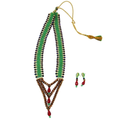 Green &amp; Golden Brown Beads Necklace