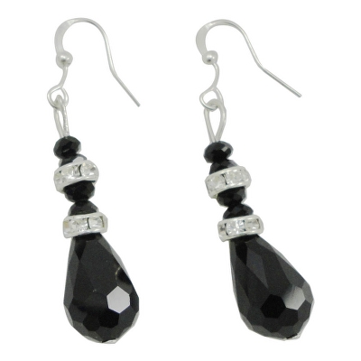 Black Crystal Beads Necklace with Rhinestone pendant