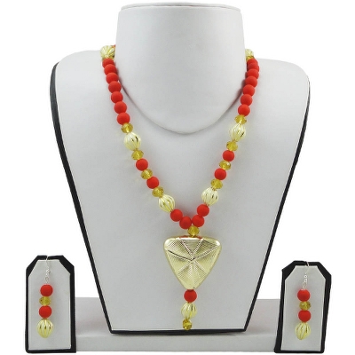 Red &amp; Yellow Designer Beads Necklace