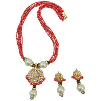 Rosy Pink Jeko Moti Traditional Necklace
