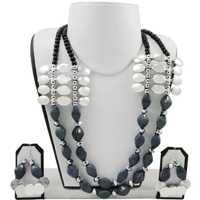 Gray Crystal Beads Designer Necklace