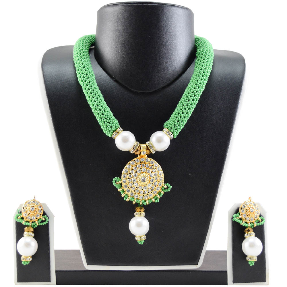 Parrot Green Jeko Moti Handmade Necklace