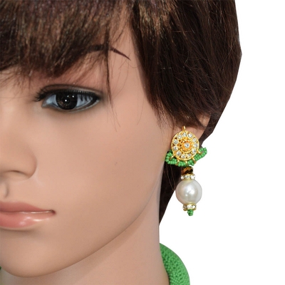 Parrot Green Jeko Moti Handmade Necklace