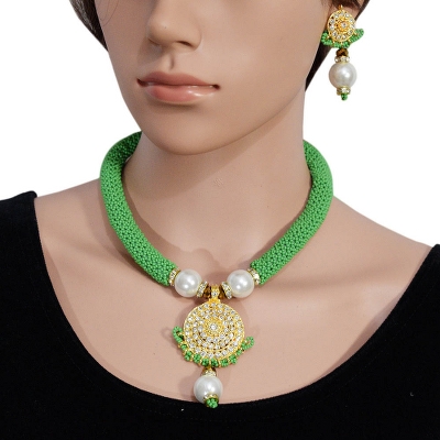 Parrot Green Jeko Moti Handmade Necklace