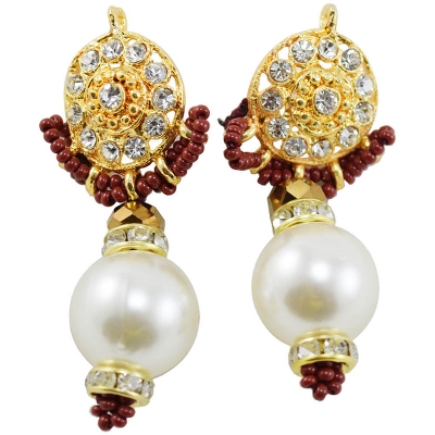 Brown Jeko Moti with Diamond Pendant Handmade Necklace