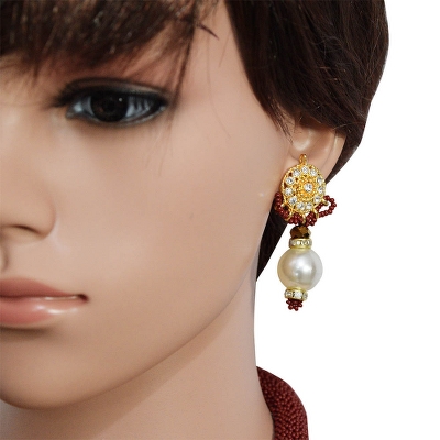 Brown Jeko Moti with Diamond Pendant Handmade Necklace