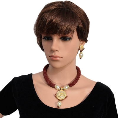 Brown Jeko Moti with Diamond Pendant Handmade Necklace