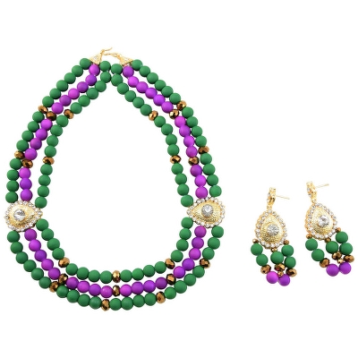Green &amp; Purple Beads Necklace