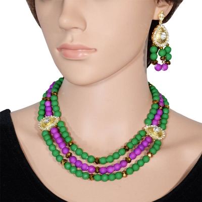 Green &amp; Purple Beads Necklace