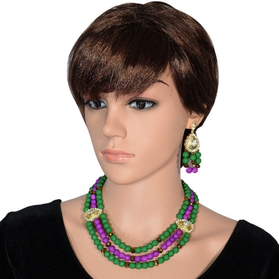 Green &amp; Purple Beads Necklace