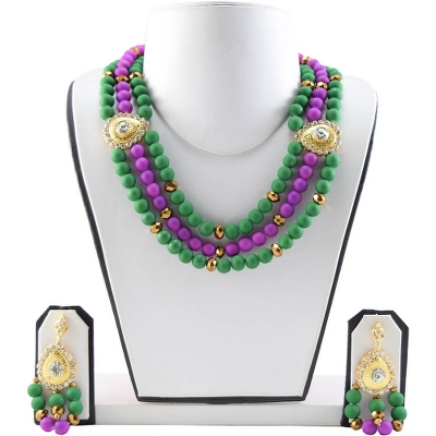 Green &amp; Purple Beads Necklace