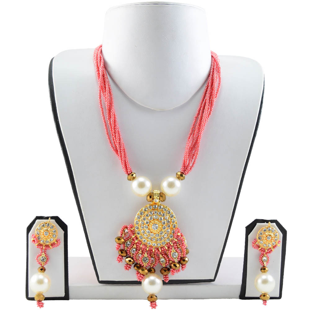 Rosy Pink Designer Pendant Necklace